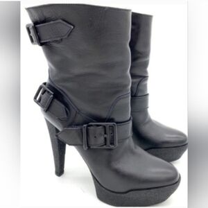 Burberry Shearling Black Leather Boots